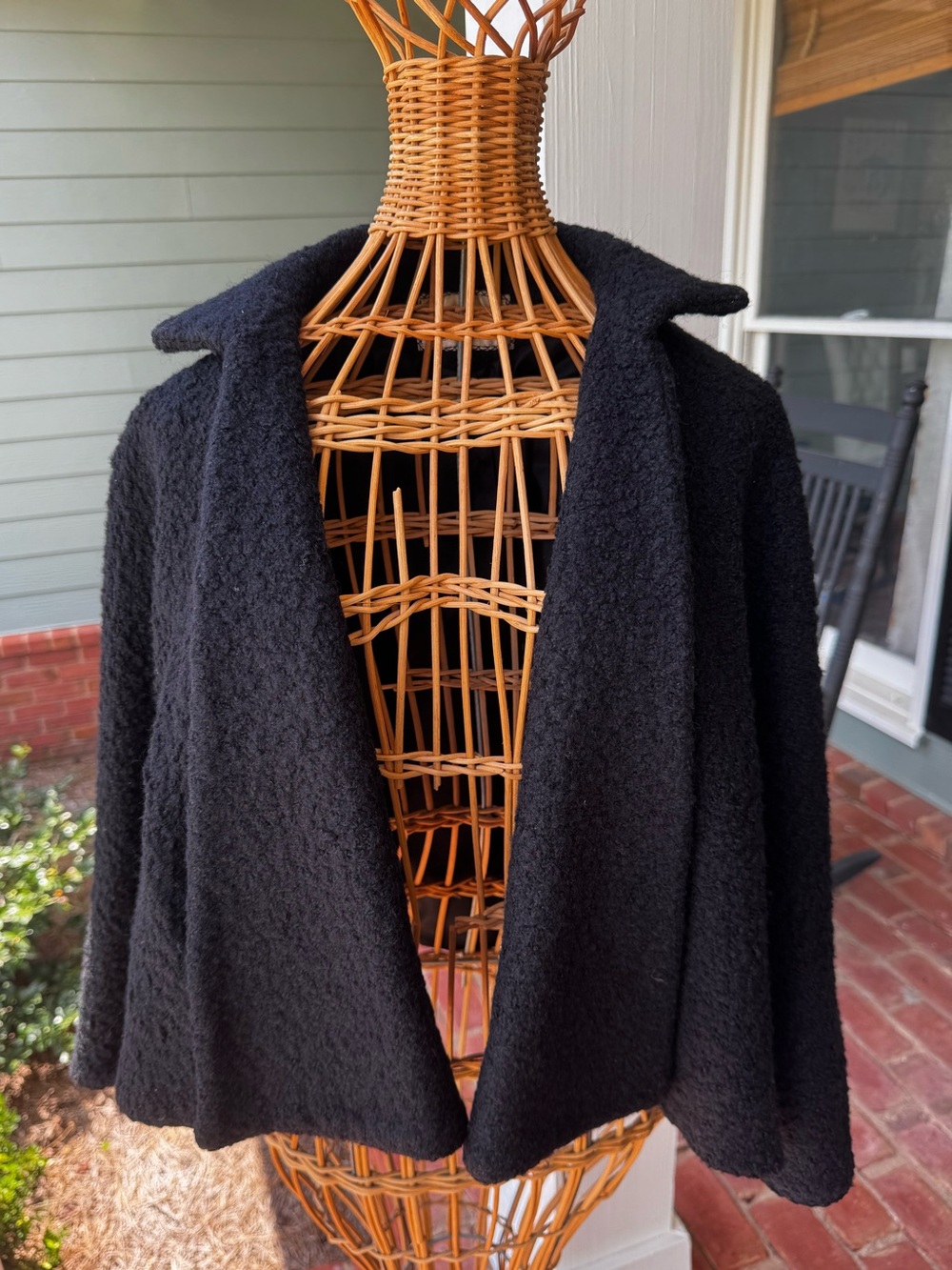 Vintage 1950s/60s Weill’s Bakersfield Black Bouclé Cape Jacket
